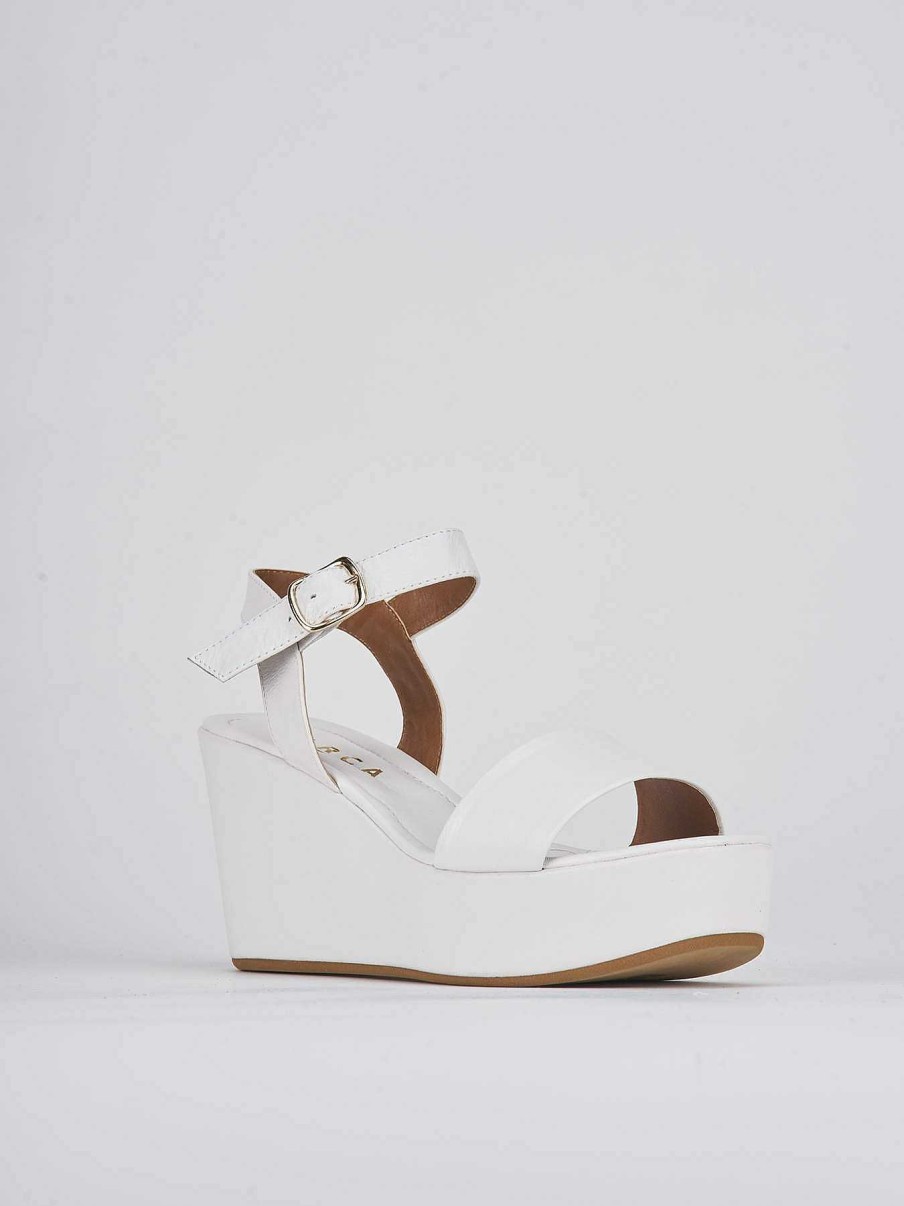 Donna Barca | Zeppa Tacco 7 Cm In Pelle Bianca