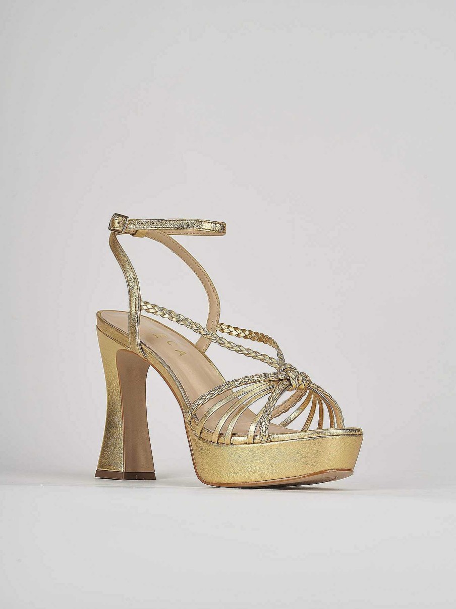 Donna Barca | Sandali Tacco Alto Tacco 11 Cm In Pelle Oro