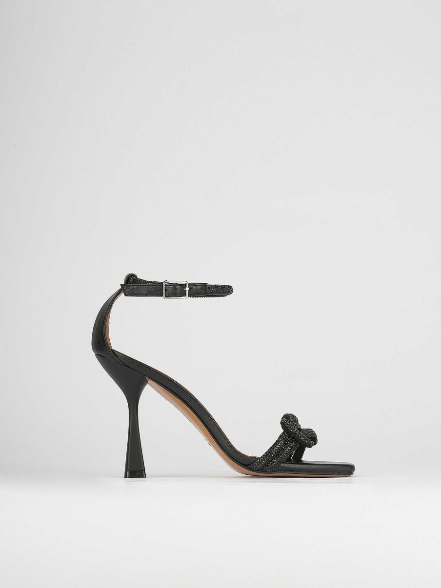 Donna Barca | Sandali Tacco Alto Tacco 9 Cm In Pelle Nera