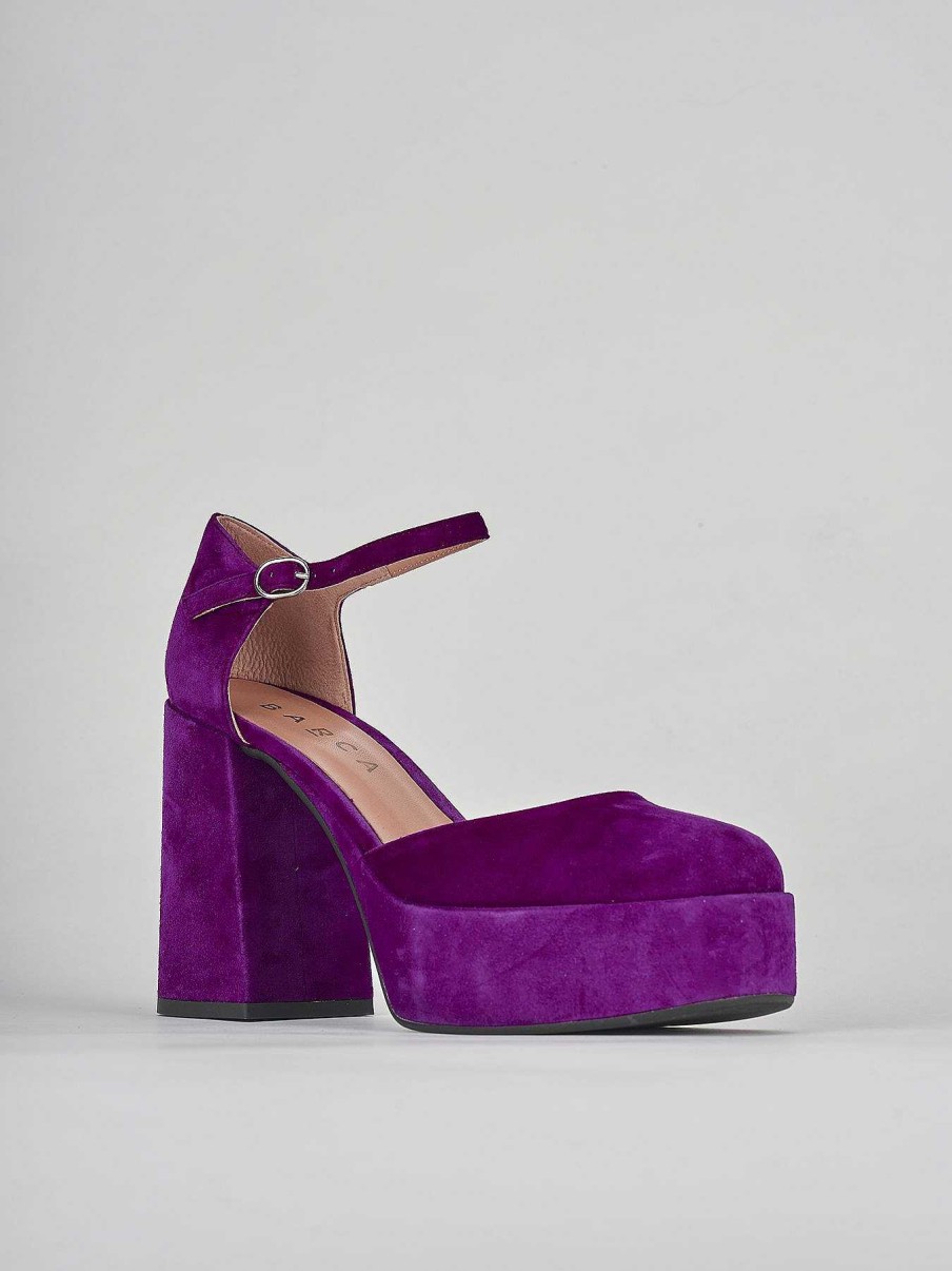 Donna Barca | Decollete Tacco 9 Cm Camoscio Viola