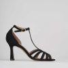 Donna Barca | Sandali Tacco Alto Tacco 8 Cm In Camoscio Nero