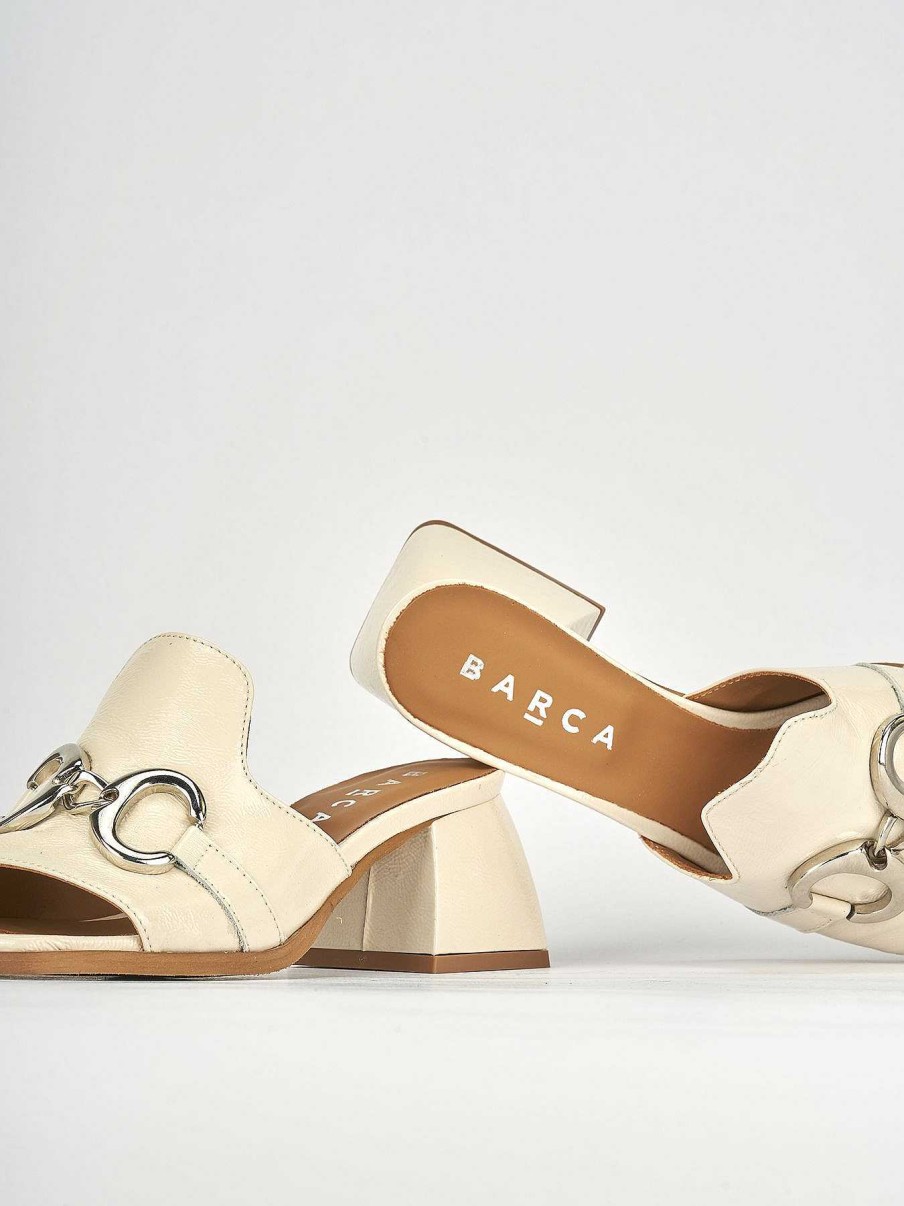 Donna Barca | Pantofole Tacco 5 Cm In Pelle Beige