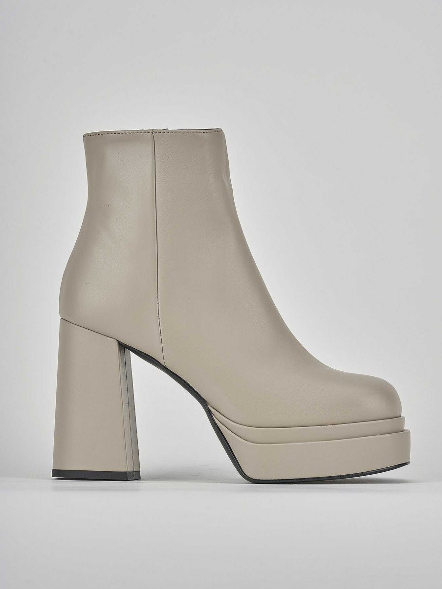 Donna Barca | Stivaletti Tacco Alto Tacco 8 Cm In Pelle Beige