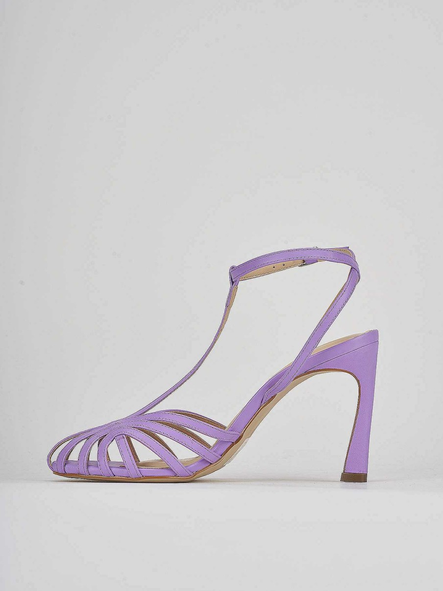 Donna Barca | Sandali Tacco Alto Tacco 9 Cm In Pelle Viola