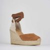 Donna Barca | Espadrillas Tacco 9 Cm In Camoscio Marrone