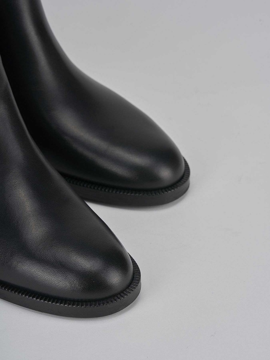 Donna Barca | Stivali Tacco Basso Tacco 2 Cm In Pelle Nera