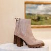 Donna Barca | Stivaletti Tacco Alto Tacco 9 Cm In Camoscio Beige