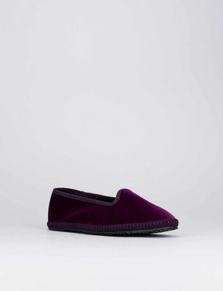 Donna Barca | Scarpe Basse Tacco 1 Cm In Velluto Viola