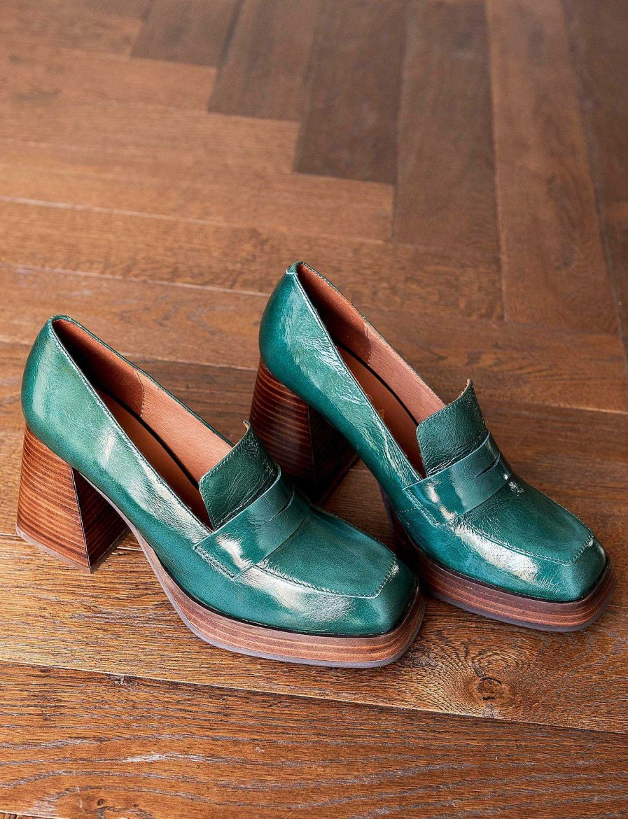 Donna Barca | Mocassino Tacco 9 Cm In Pelle Verde