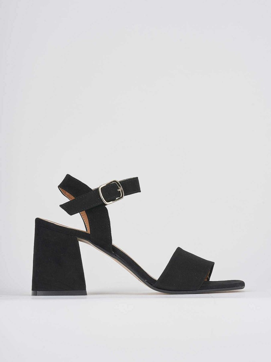 Donna Barca | Sandali Tacco 8Cm Camoscio Nero