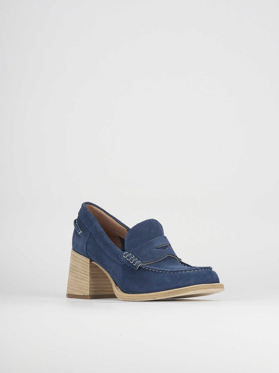 Donna Barca | Mocassino Tacco 6 Cm Camoscio Blu