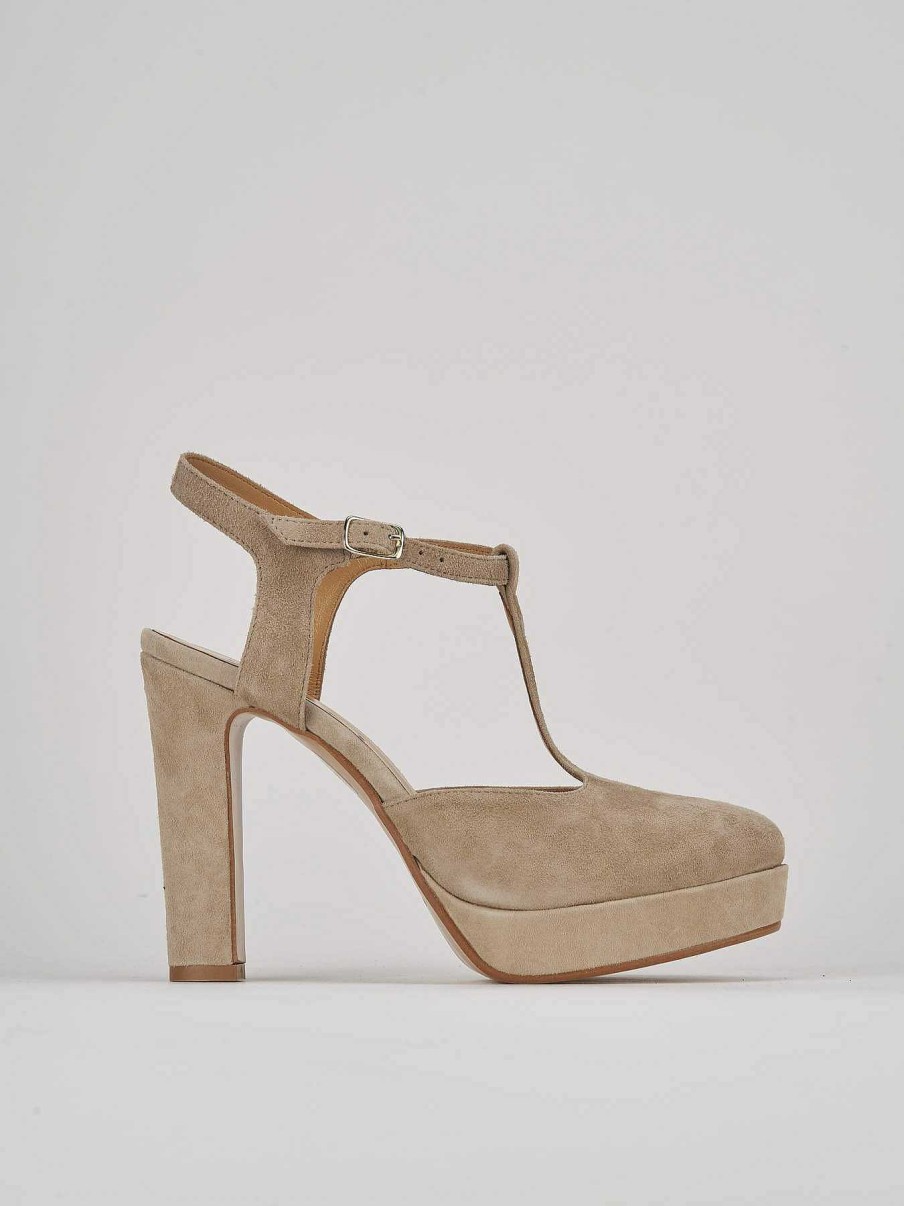 Donna Barca | Decollete Tacco 11 Cm In Camoscio Beige