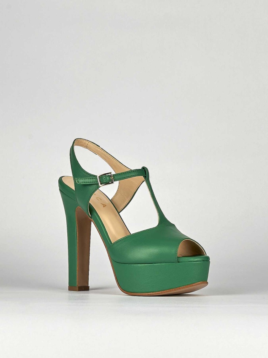 Donna Barca | Sandali Tacco Alto Tacco 10 Cm In Pelle Verde