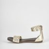 Donna Barca | Sandali Tacco Basso Tacco 1 Cm In Pelle Oro