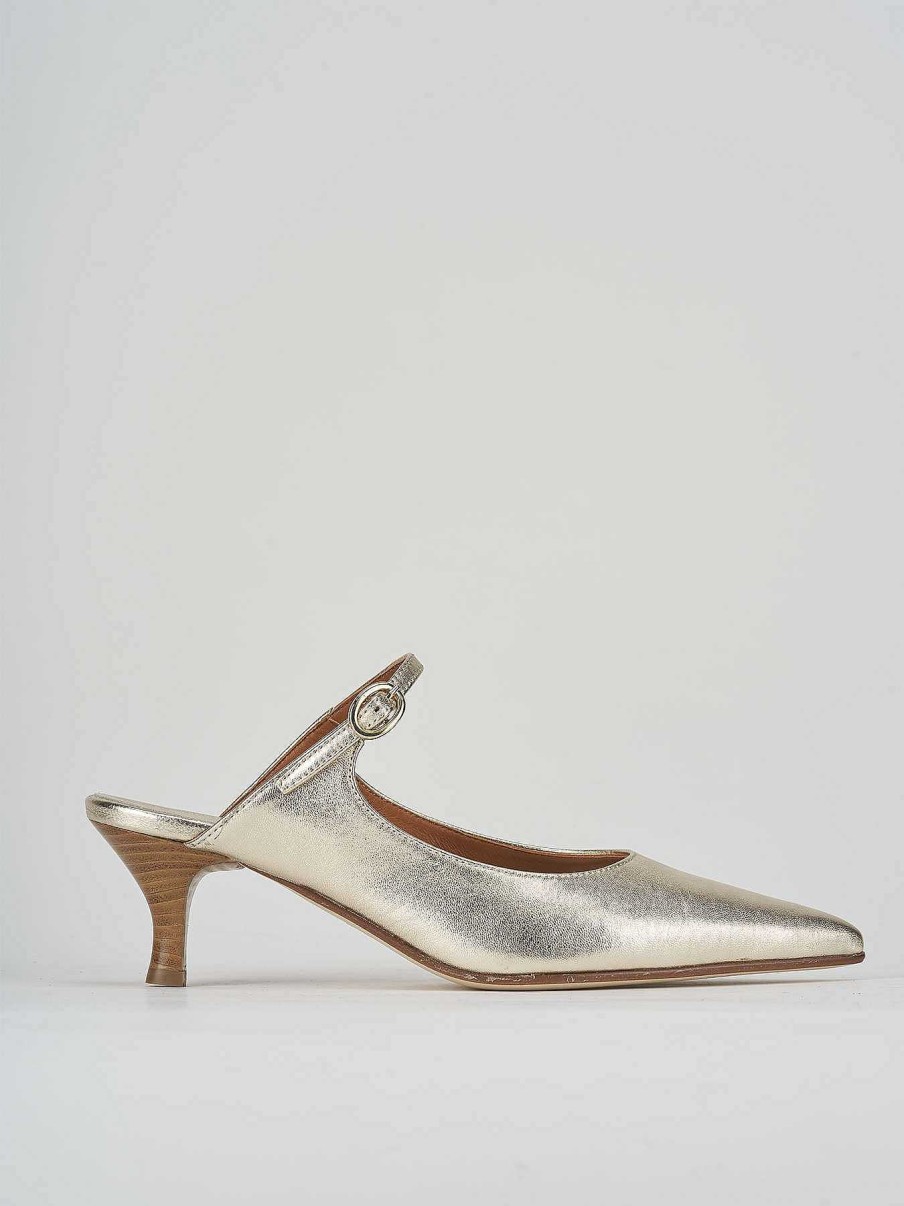 Donna Barca | Sabot Tacco 5 Cm In Pelle Oro