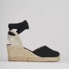 Donna Barca | Espadrillas Tacco 5 Cm In Tessuto Nero