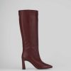 Donna Barca | Stivali Tacco Alto Tacco 9 Cm In Pelle Bordeaux