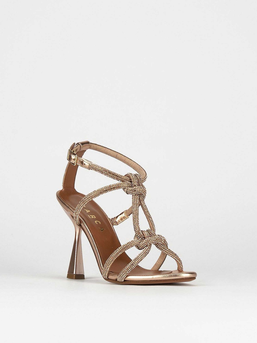 Donna Barca | Sandali Tacco Alto Tacco 9 Cm In Pelle Bronzo