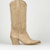 Donna Barca | Stivali Tacco Alto Tacco 7 Cm Camoscio Beige