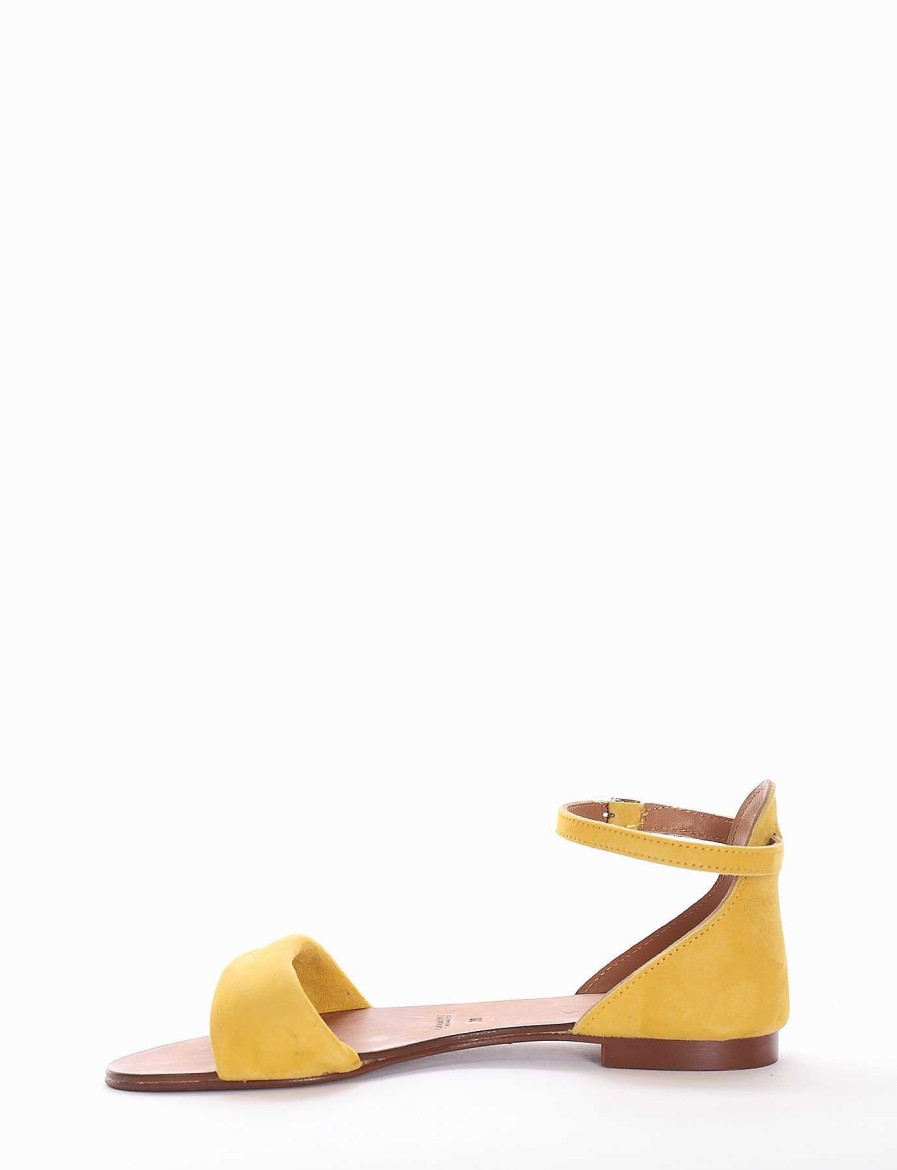 Donna Barca | Sandali Tacco Basso Tacco 1 Cm Camoscio Giallo