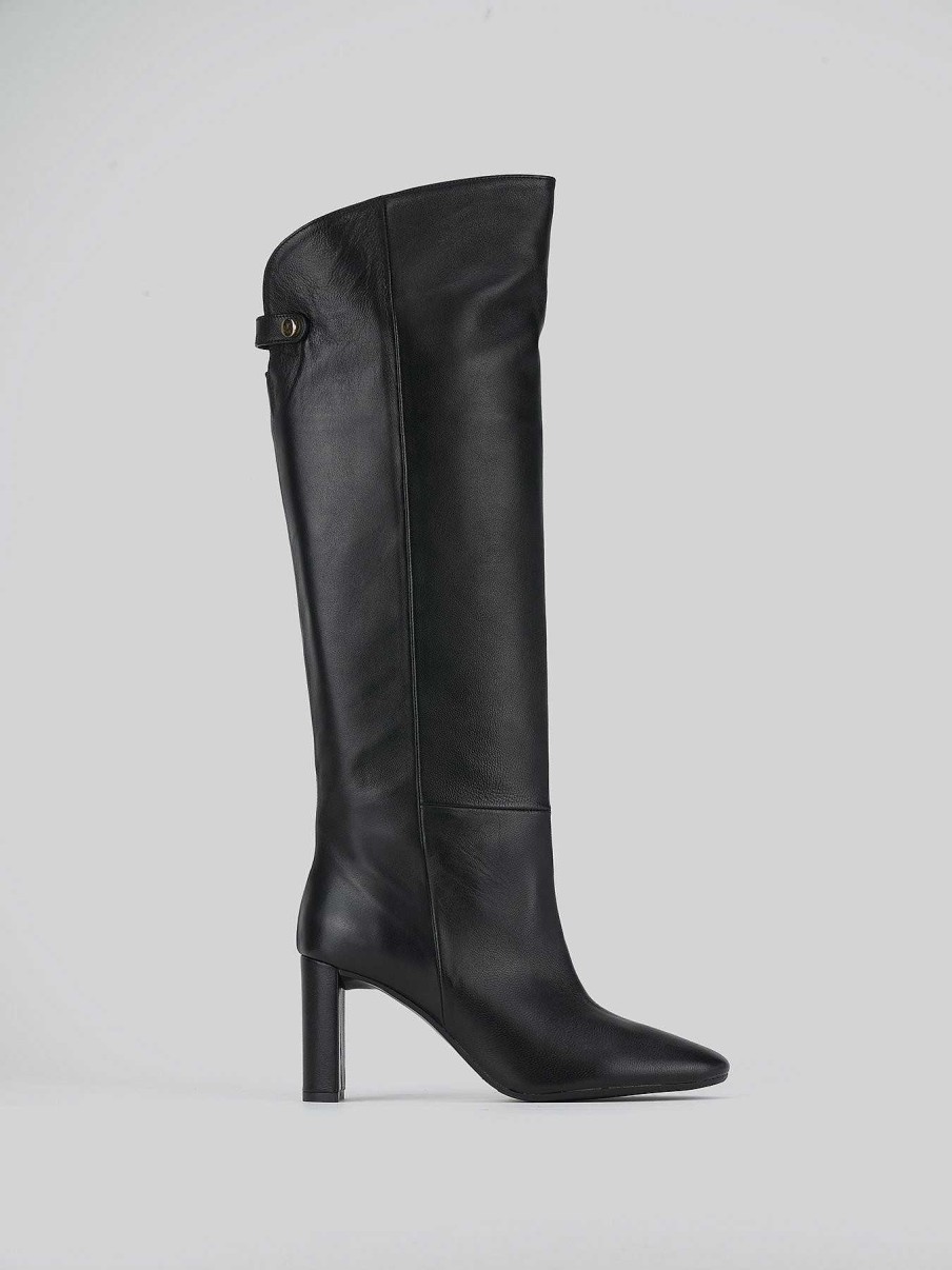 Donna Barca | Stivali Tacco Alto Tacco 8 Cm In Pelle Nera