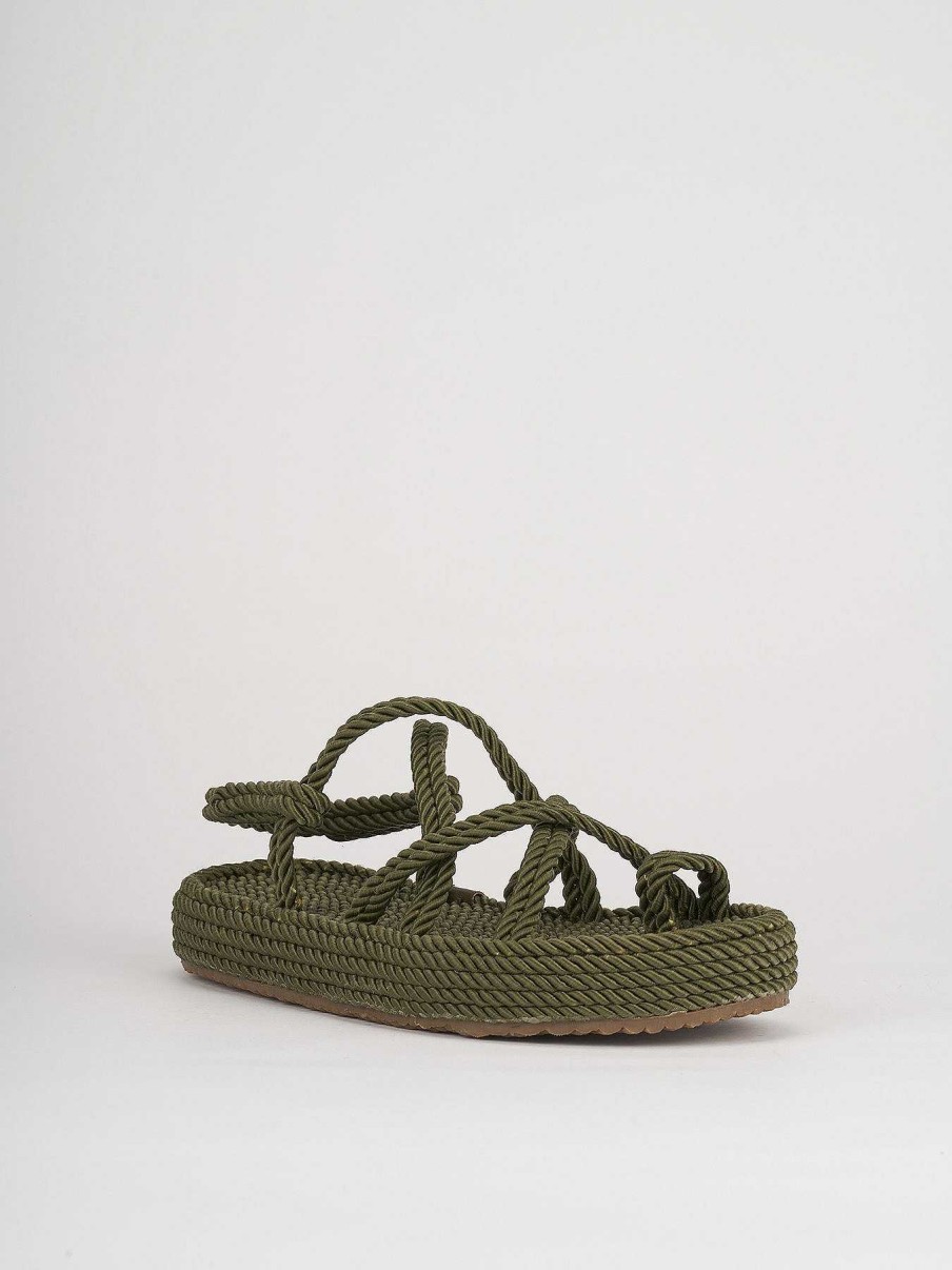 Donna Barca | Sandali Tacco Basso Tacco 1 Cm In Pelle Verde