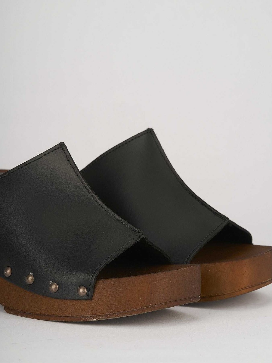 Donna Barca | Pantofole Tacco 5 Cm In Pelle Nera