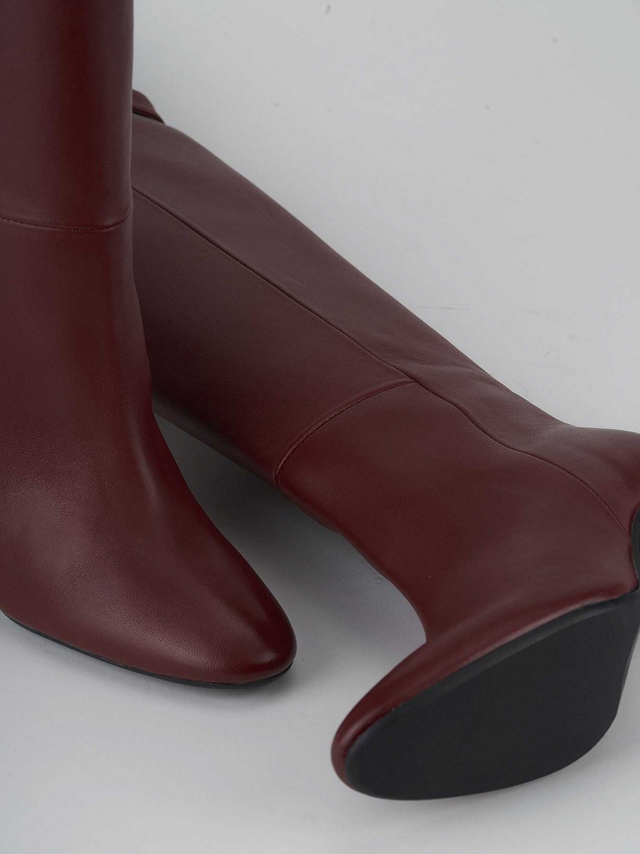 Donna Barca | Stivali Tacco Alto Tacco 8 Cm In Pelle Rossa