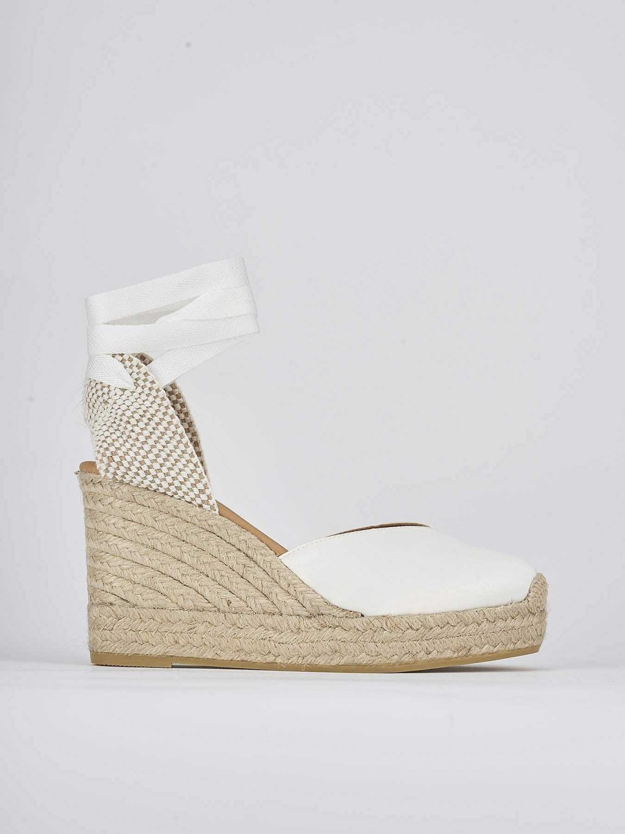 Donna Barca | Espadrillas Tacco 9 Cm In Raso Bianco