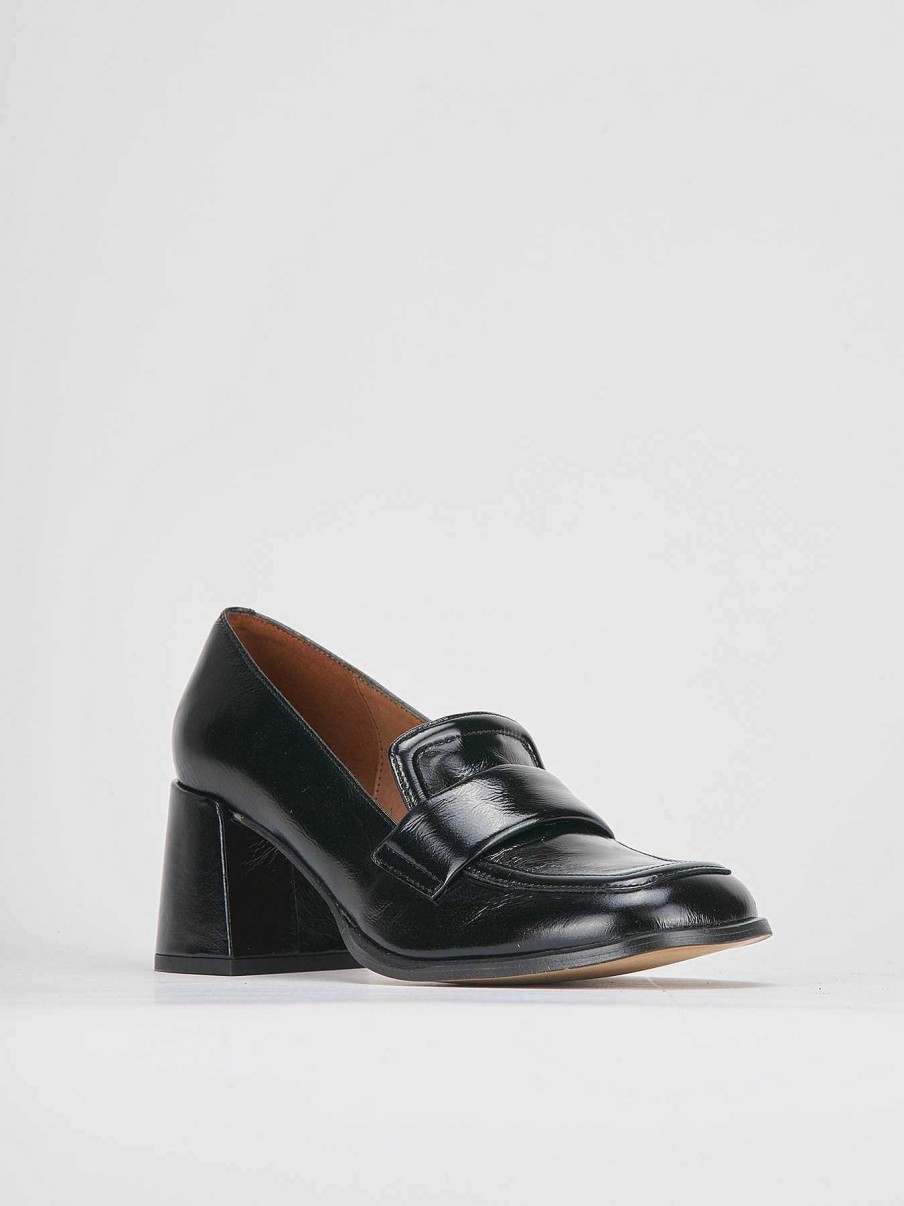 Donna Barca | Mocassino Tacco 8 Cm In Vernice Nera