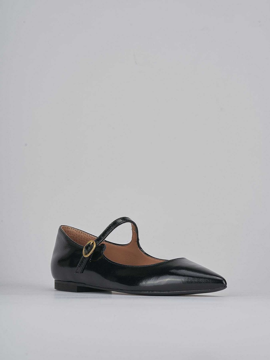 Donna Barca | Ballerina Tacco 1Cm Vernice Nero