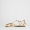 Donna Barca | Sandali Tacco Basso Tacco 1 Cm In Pelle Oro