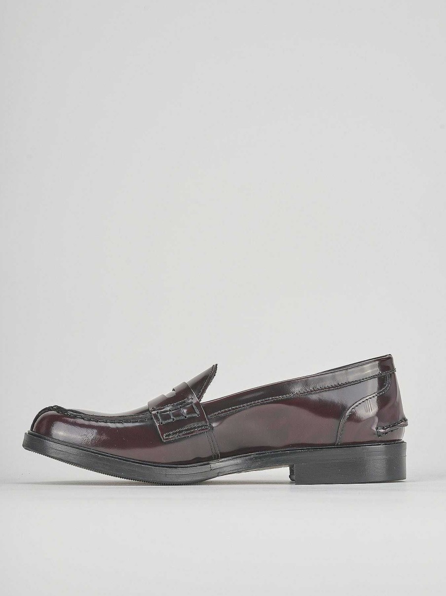 Donna Barca | Mocassino Tacco 3 Cm In Pelle Bordeaux