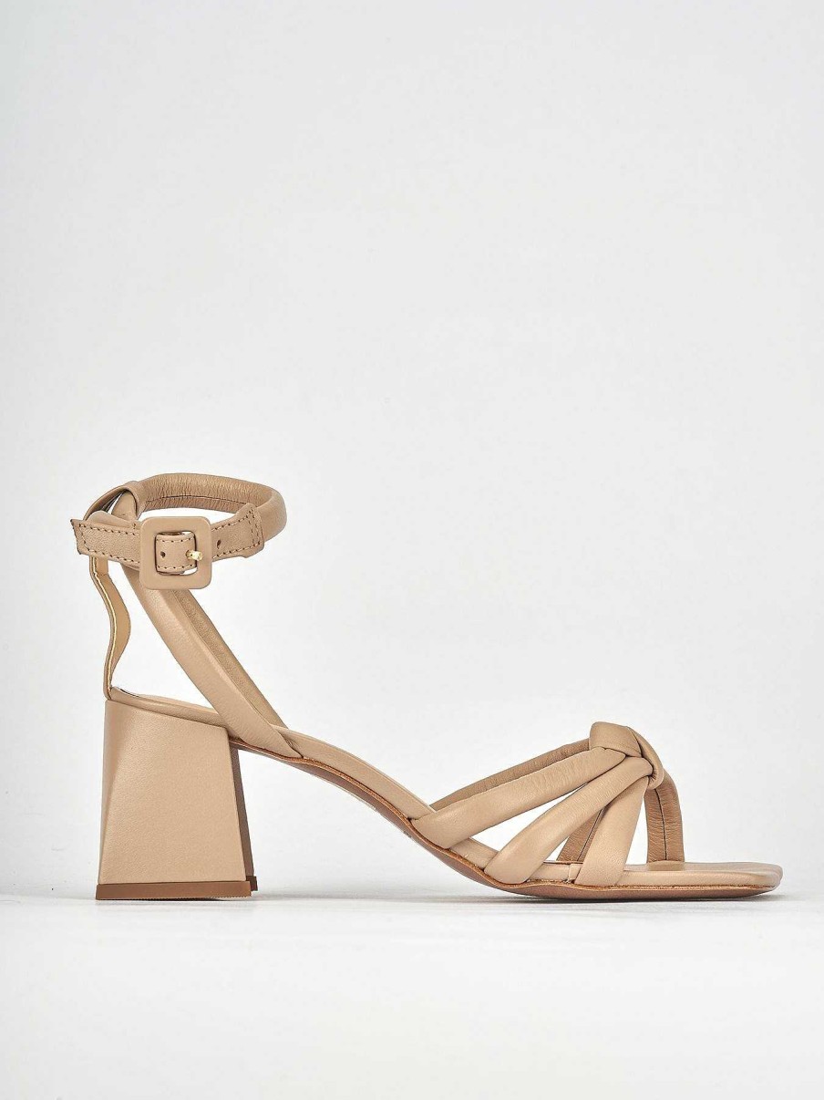 Donna Barca | Sandali Tacco Alto Tacco 6 Cm In Pelle Beige