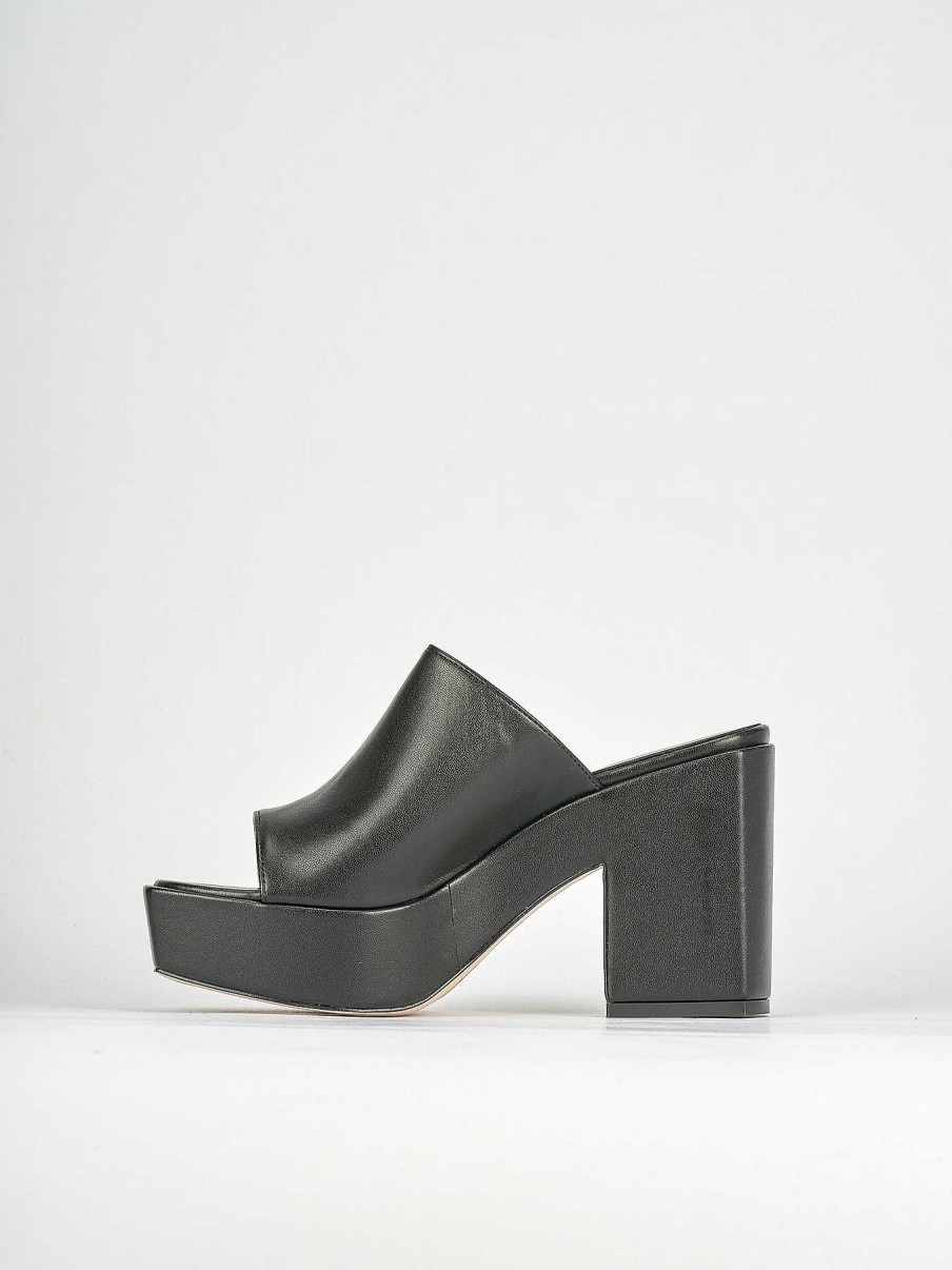 Donna Barca | Pantofole Tacco 5 Cm In Pelle Nera