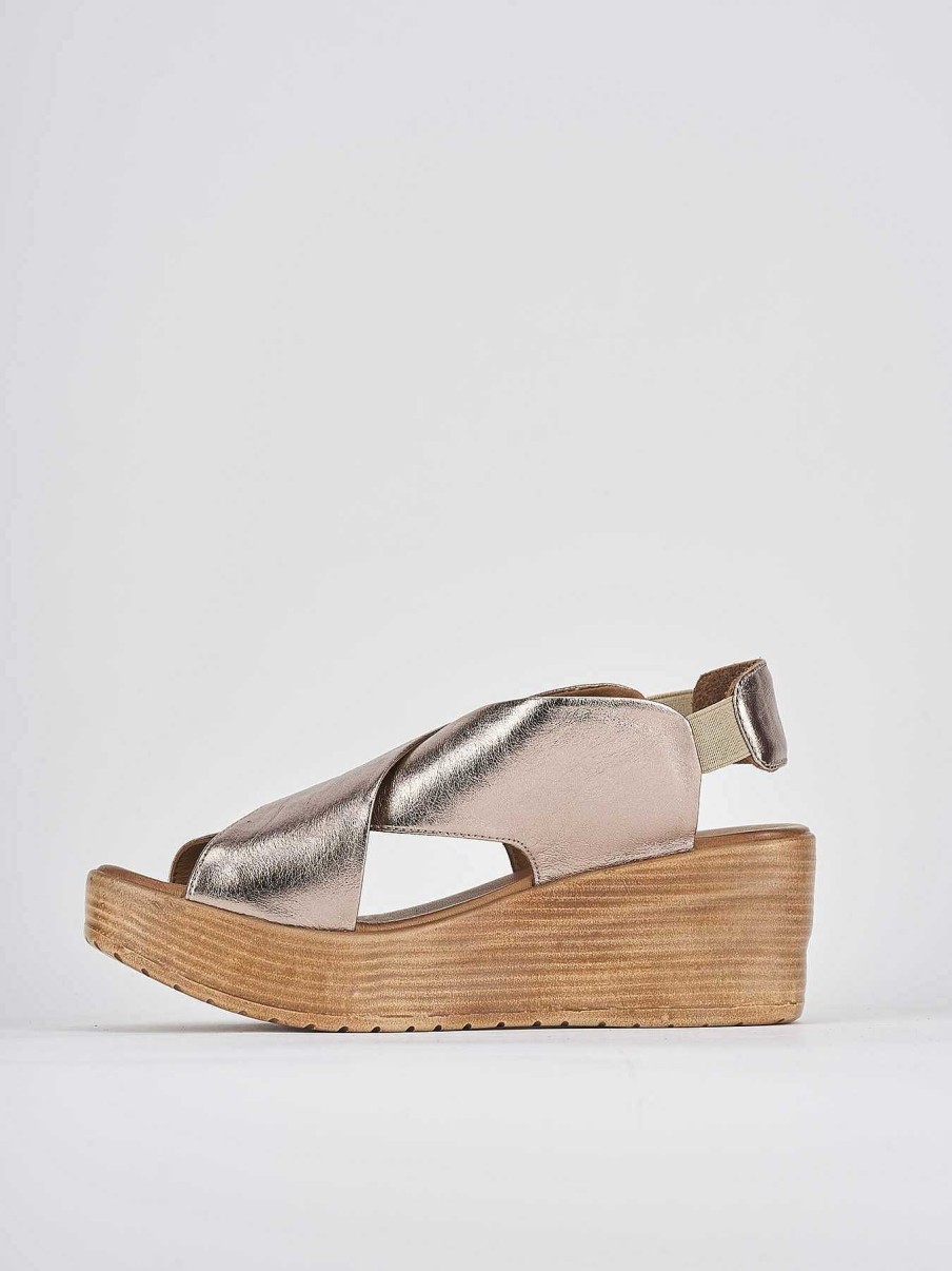 Donna Barca | Zeppa Tacco 6 Cm In Pelle Bronzo