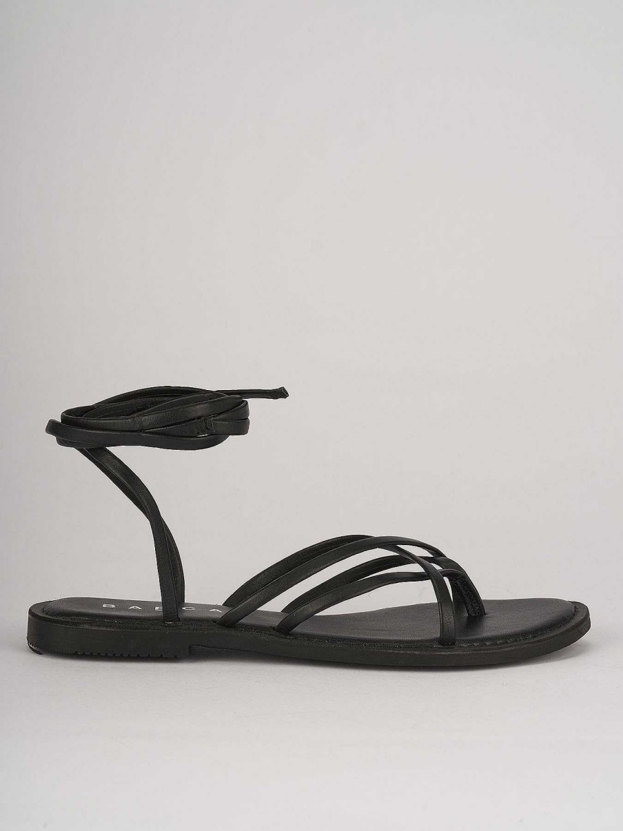 Donna Barca | Sandali Tacco Basso Tacco 1 Cm In Pelle Nera