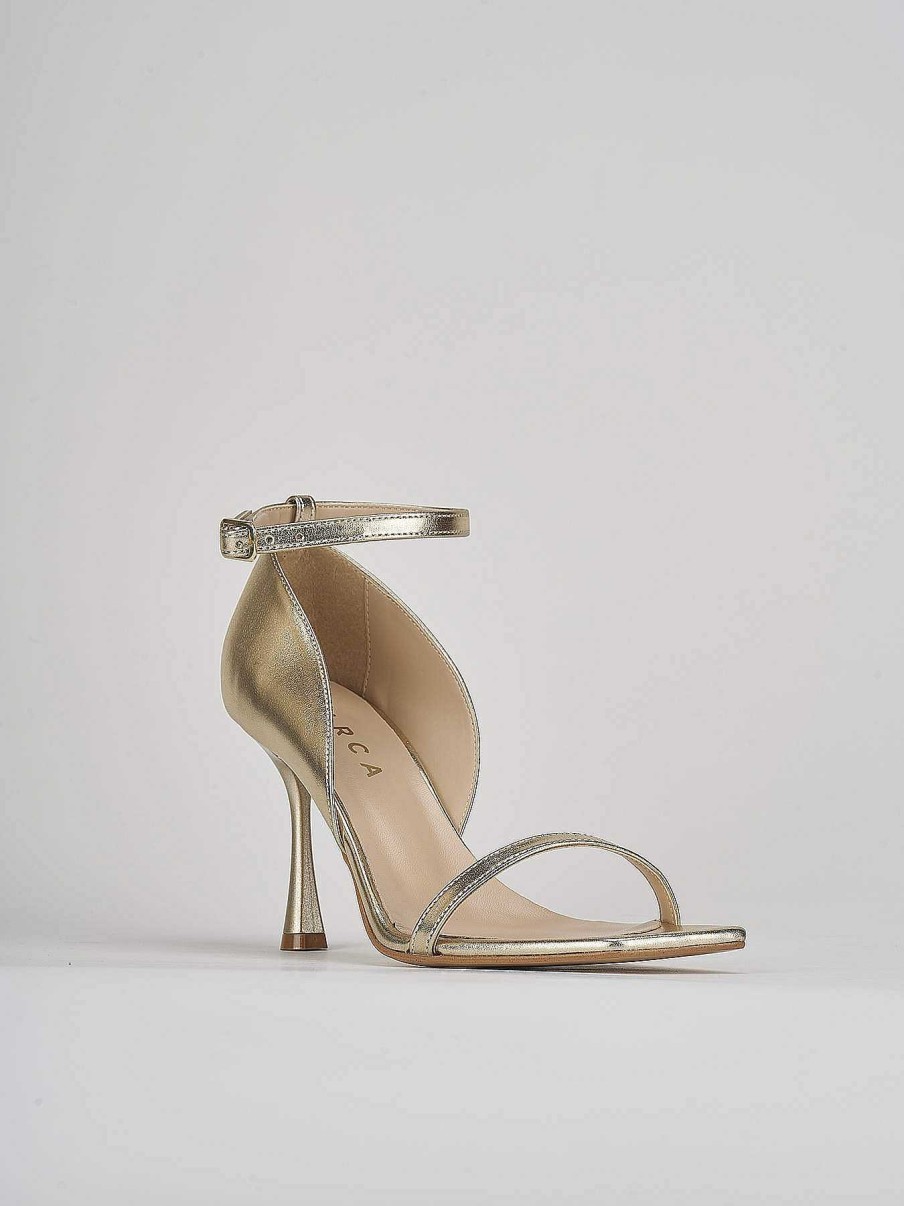 Donna Barca | Sandali Tacco Alto Tacco 7 Cm In Pelle Oro