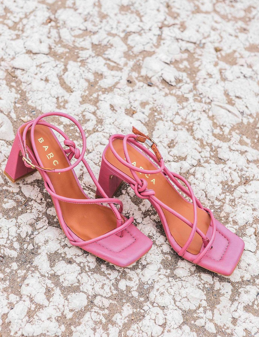 Donna Barca | Sandali Tacco Alto Tacco 8 Cm In Pelle Rosa