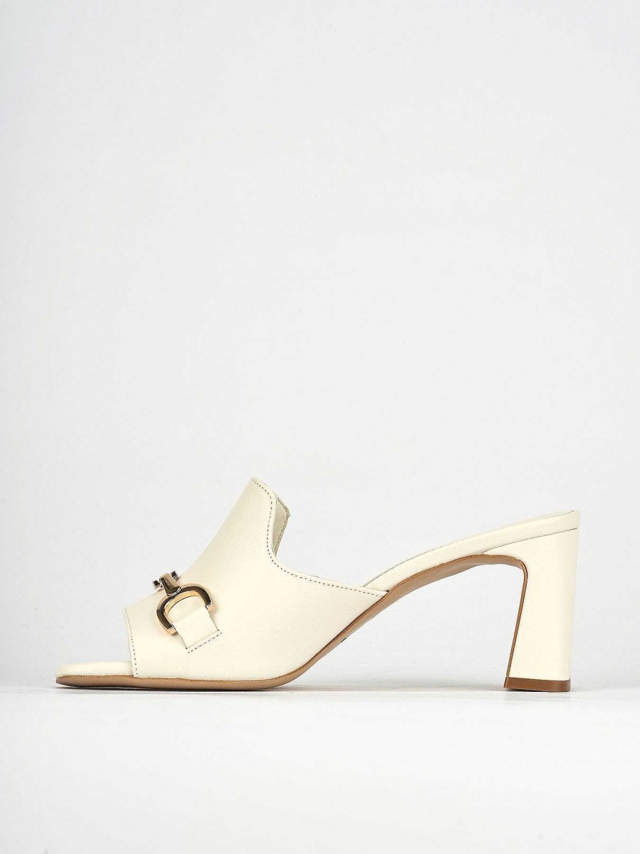 Donna Barca | Pantofole Tacco 7 Cm In Pelle Beige