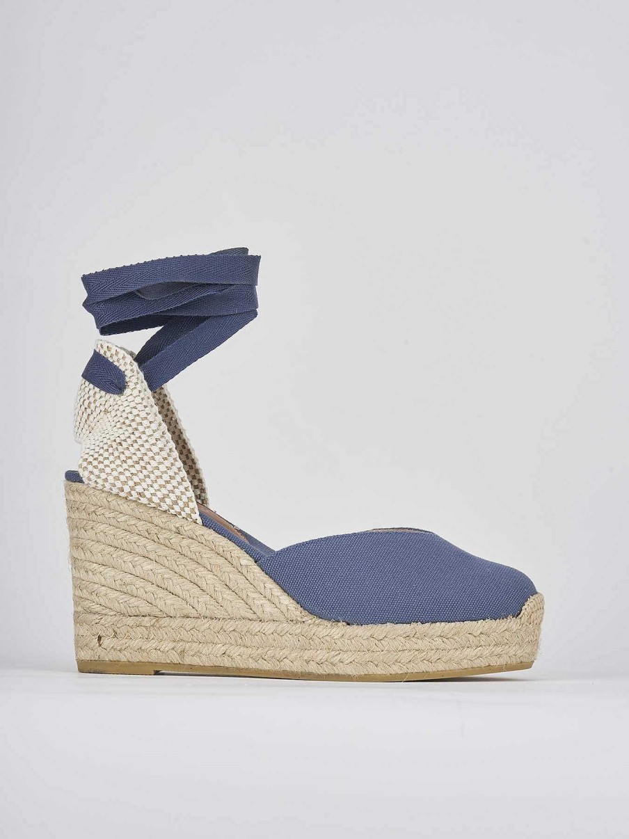 Donna Barca | Espadrillas Tacco 9 Cm In Tessuto Jeans