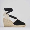 Donna Barca | Espadrillas Tacco 8 Cm In Camoscio Nero