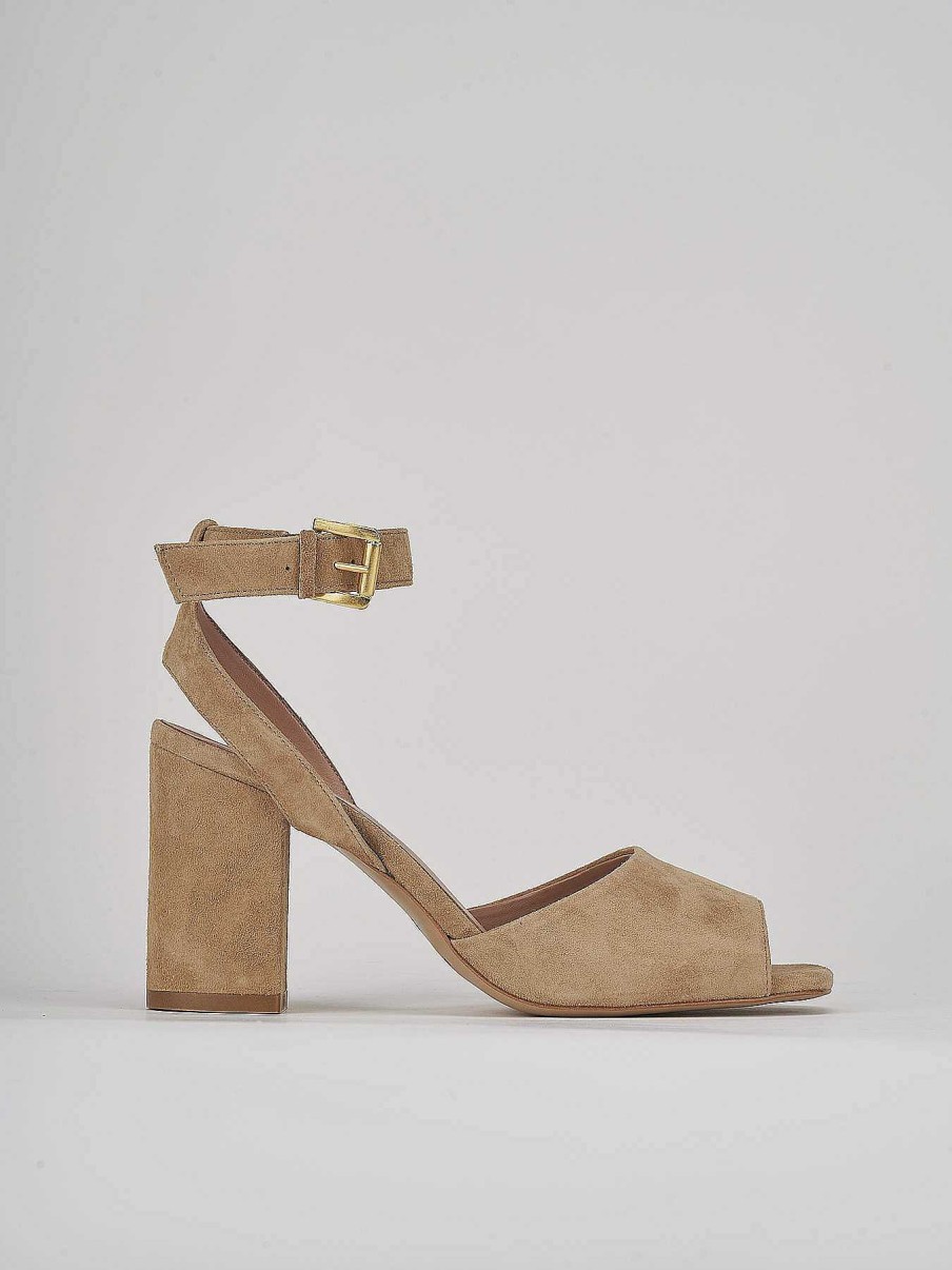 Donna Barca | Sandali Tacco Alto Tacco 8 Cm In Camoscio Beige