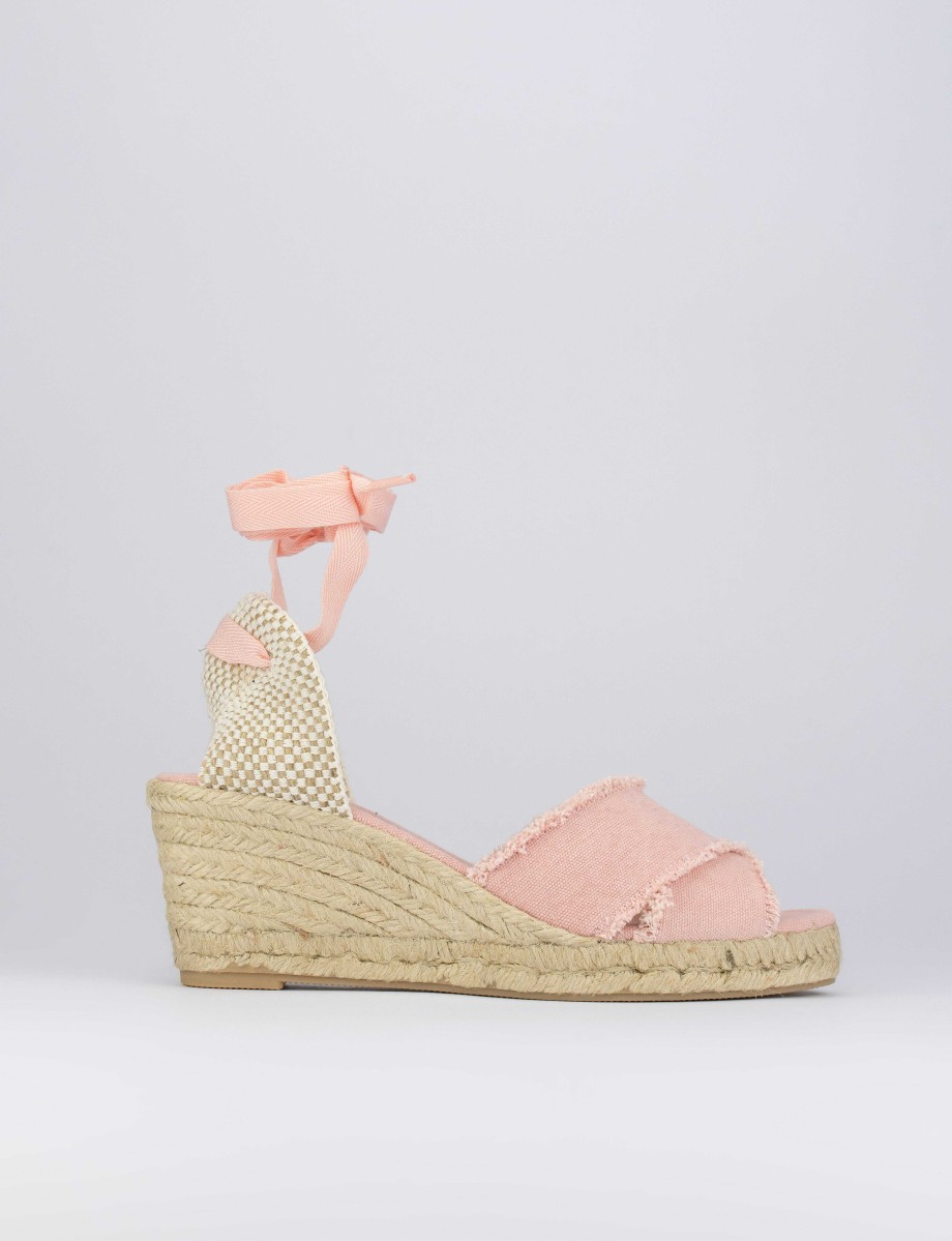 Donna Barca | Espadrillas Tacco 6 Cm Tessuto Rosa