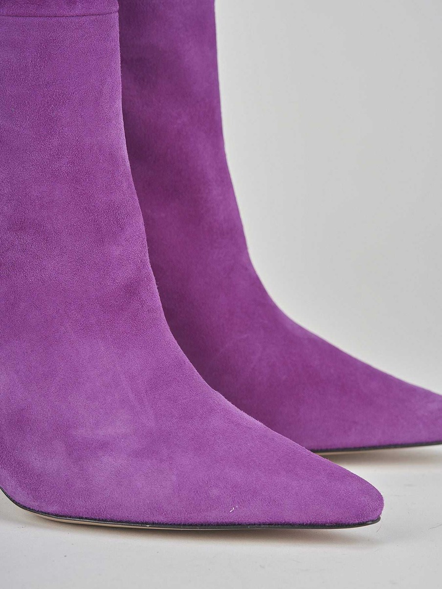 Donna Barca | Stivali Tacco Alto Tacco 9 Cm In Camoscio Viola