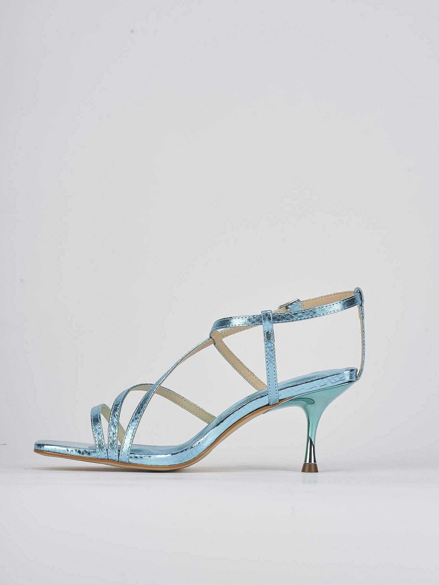 Donna Barca | Sandali Tacco Alto Tacco 6 Cm In Pitone Azzurro