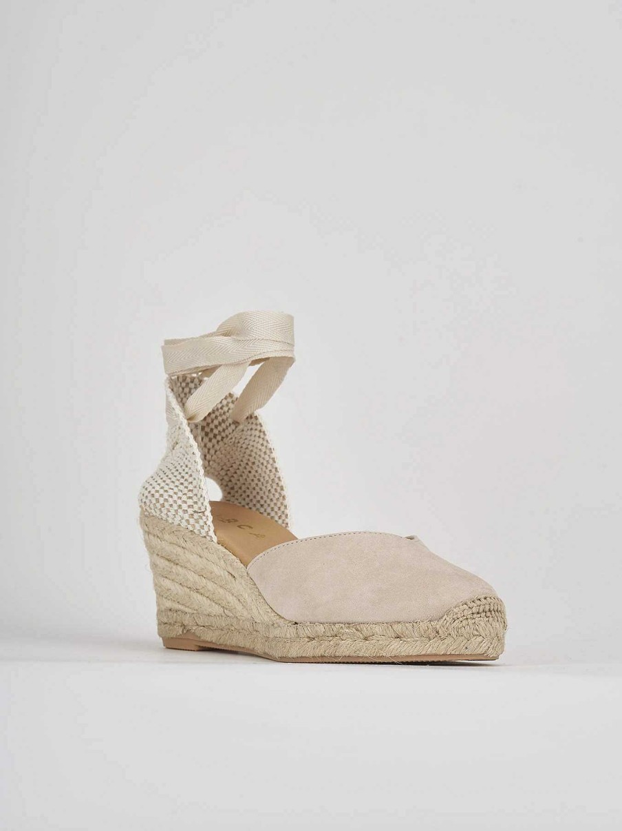 Donna Barca | Espadrillas Tacco 6 Cm In Camoscio Beige