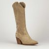 Donna Barca | Stivali Tacco Alto Tacco 6 Cm Camoscio Beige