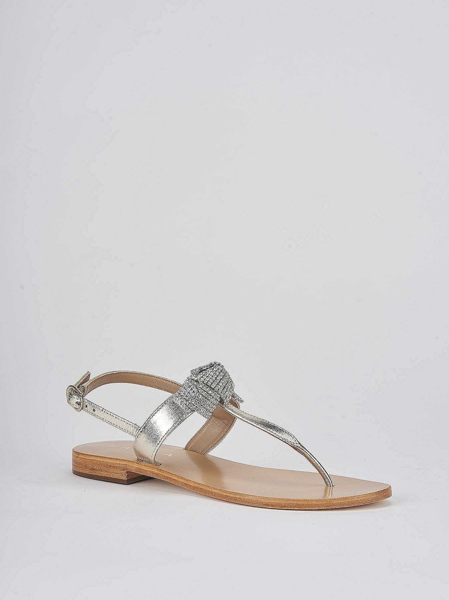 Donna Barca | Sandali Tacco Basso Tacco 1 Cm In Pelle Oro