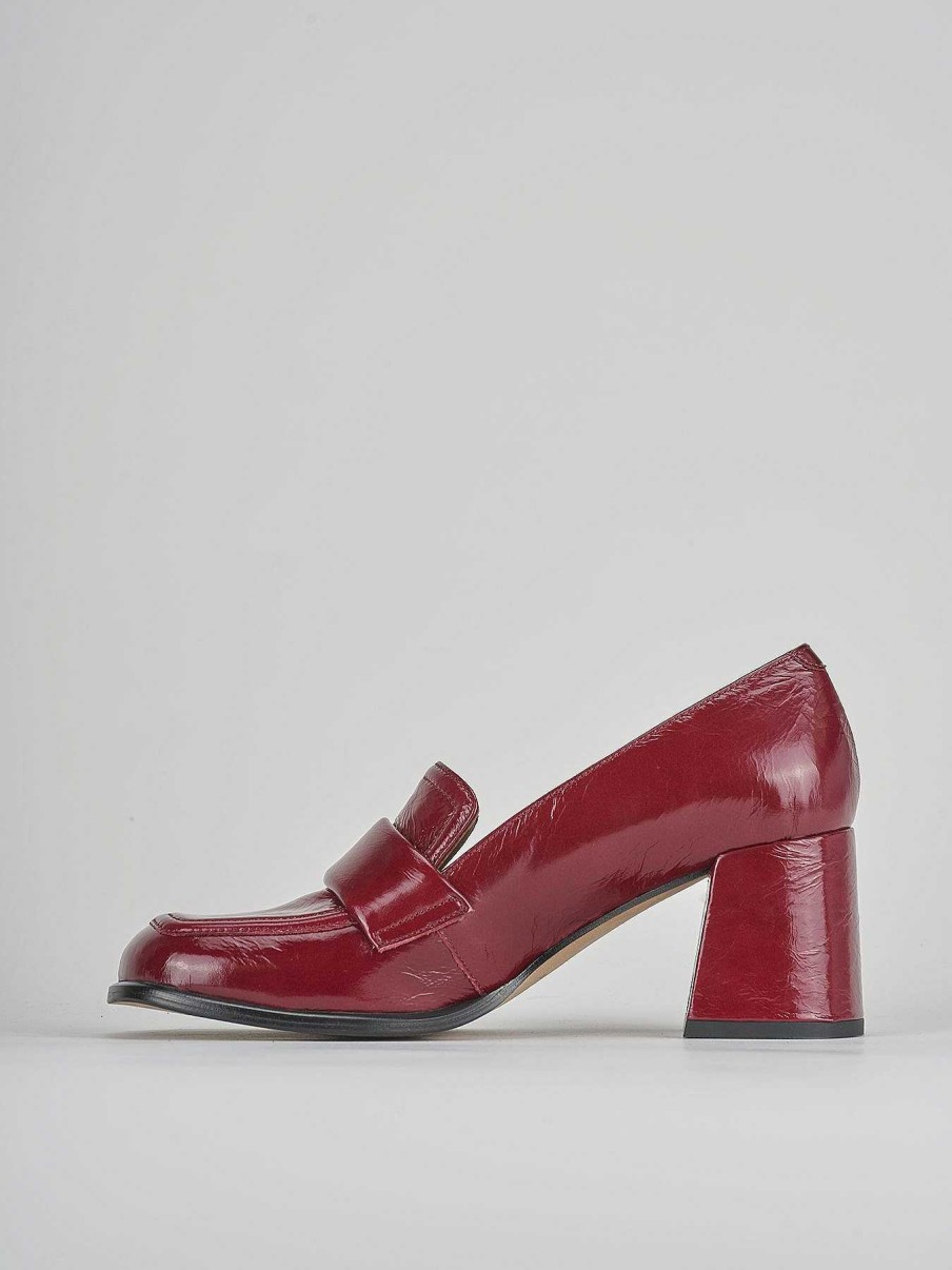 Donna Barca | Mocassino Tacco 5 Cm In Pelle Bordeaux